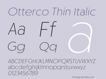 Otterco Thin Italic Version 1.000;hotconv 1.0.109;makeotfexe 2.5.65596图片样张