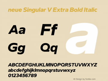 neue Singular V Extra Bold Italic Version 1.000;hotconv 1.0.109;makeotfexe 2.5.65596图片样张