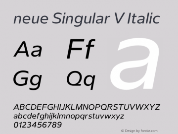 neue Singular V Regular Italic Version 1.000;hotconv 1.0.109;makeotfexe 2.5.65596图片样张