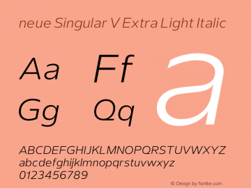 neue Singular V Extra Light Italic Version 1.000;hotconv 1.0.109;makeotfexe 2.5.65596图片样张