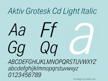 Aktiv Grotesk Cd Light Italic Version 1.001图片样张