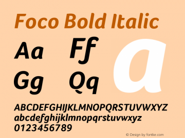 Foco Bold Italic Version 1.101图片样张