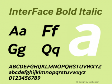 InterFace Bold Italic Version 2.001图片样张