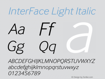 InterFace Light Italic Version 2.001图片样张