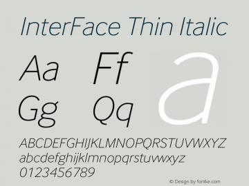 InterFace Thin Italic Version 2.001图片样张