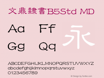 文鼎隸書B5Std_M Version 2.00图片样张