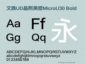 文鼎UD晶熙黑體MicroU30_B Version 1.00图片样张