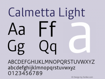 Calmetta Light Version 1.000图片样张