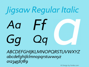 JigsawRegularItalic Version 5.0; 2008图片样张