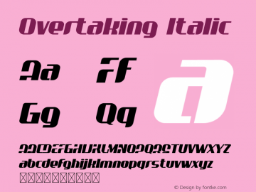 Overtaking Italic Version 1.004;Fontself Maker 3.5.4图片样张