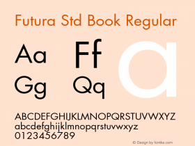 Futura Std Book Regular OTF 1.029;PS 001.003;Core 1.0.33;makeotf.lib1.4.1585图片样张