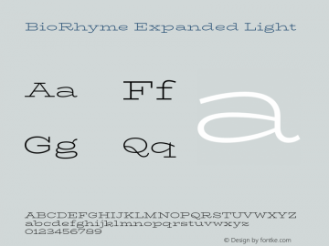 BioRhymeExpanded-Light Version 1.500;PS 001.500;hotconv 1.0.88;makeotf.lib2.5.64775图片样张