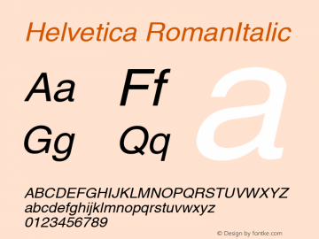Helvetica RomanItalic Version 1.00图片样张