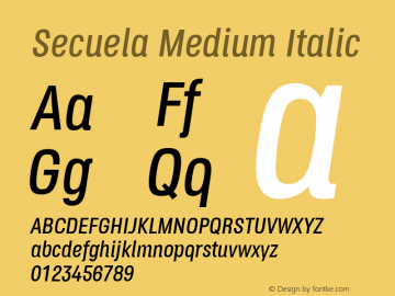 Secuela Medium Italic Version 1.708;rv103图片样张