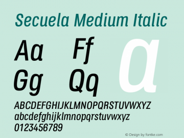 Secuela-MediumItalic Version 1.708;rv103图片样张