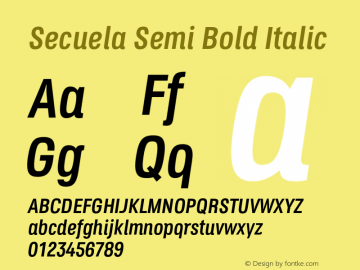 Secuela-SemiBoldItalic Version 1.708;rv103图片样张