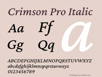 Crimson Pro Italic Version 1.000图片样张