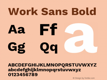 Work Sans Bold Version 1.060图片样张