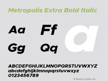 Metropolis Extra Bold Italic Version 11.000图片样张