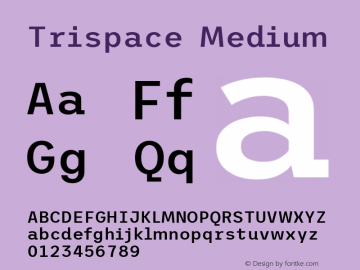 Trispace Medium Version 1.210; ttfautohint (v1.8.3)图片样张