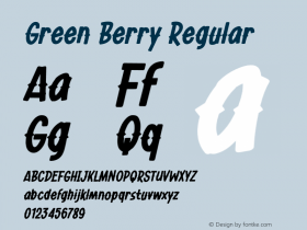 Green Berry Regular Version 1.00;August 1, 2021;FontCreator 13.0.0.2683 64-bit图片样张