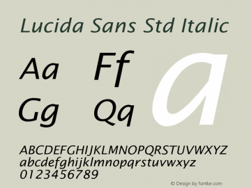 Lucida Sans Std Italic Version 1.040;PS 001.003;Core 1.0.35;makeotf.lib1.5.4492图片样张