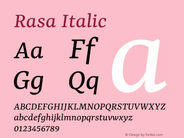 Rasa Italic Version 2.000图片样张