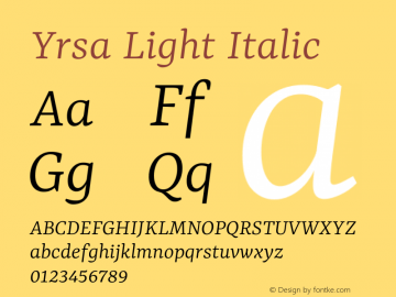 Yrsa Light Italic Version 2.000图片样张