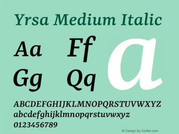 Yrsa Medium Italic Version 2.000图片样张