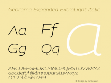 Georama Expanded ExtraLight Italic Version 1.001图片样张