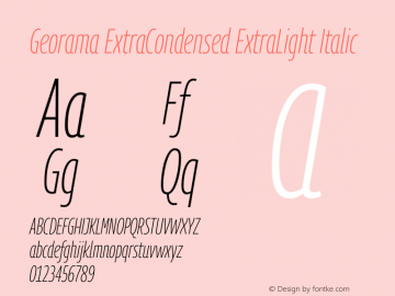 Georama ExtraCondensed ExtraLight Italic Version 1.001图片样张