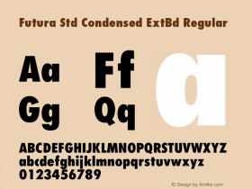 Futura Std Condensed ExtBd Regular OTF 1.029;PS 001.004;Core 1.0.33;makeotf.lib1.4.1585 Font Sample