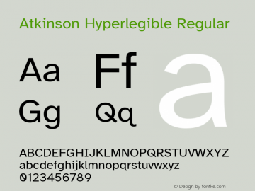 Atkinson Hyperlegible Regular Version 1.006; ttfautohint (v1.8.3)图片样张