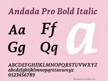 Andada Pro Bold Italic Version 3.003图片样张