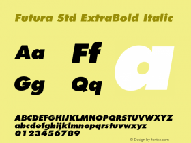 Futura Std ExtraBold Italic OTF 1.029;PS 001.002;Core 1.0.33;makeotf.lib1.4.1585图片样张