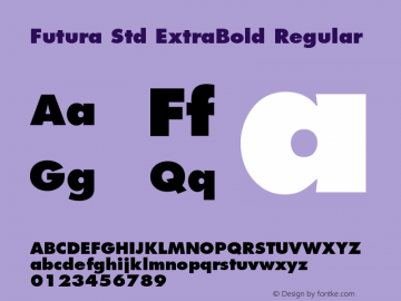 Futura Std ExtraBold Regular OTF 1.029;PS 001.002;Core 1.0.33;makeotf.lib1.4.1585图片样张