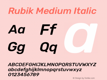 Rubik Medium Italic Version 2.102; ttfautohint (v1.8.3)图片样张