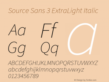 Source Sans 3 ExtraLight Italic Version 3.046;hotconv 1.0.118;makeotfexe 2.5.65603图片样张