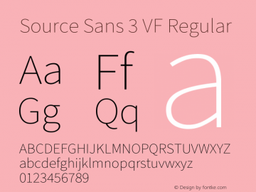 Source Sans 3 VF Version 3.046;hotconv 1.0.118;makeotfexe 2.5.65603图片样张