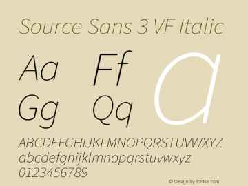 Source Sans 3 VF Italic Version 3.046;hotconv 1.0.118;makeotfexe 2.5.65603图片样张