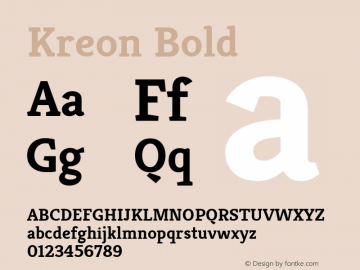 Kreon Bold Version 2.001; ttfautohint (v1.8.3)图片样张