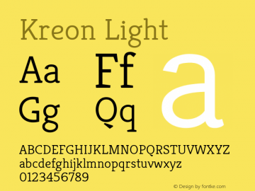 Kreon Light Version 2.001; ttfautohint (v1.8.3)图片样张