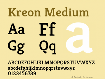 Kreon Medium Version 2.001; ttfautohint (v1.8.3)图片样张