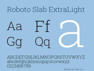 Roboto Slab ExtraLight Version 2.001; ttfautohint (v1.8.3)图片样张