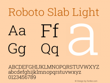 Roboto Slab Light Version 2.001; ttfautohint (v1.8.3)图片样张