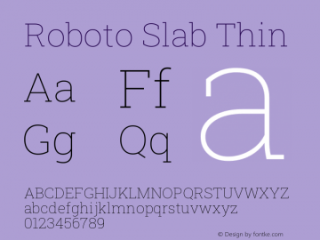 Roboto Slab Thin Version 2.001; ttfautohint (v1.8.3)图片样张