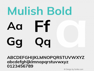 Mulish Bold Version 3.602; ttfautohint (v1.8.3)图片样张