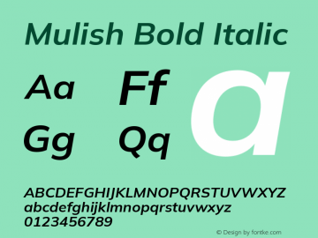Mulish Bold Italic Version 3.602; ttfautohint (v1.8.3)图片样张