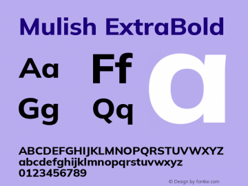 Mulish ExtraBold Version 3.602; ttfautohint (v1.8.3)图片样张