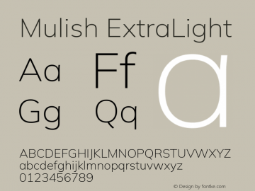 Mulish ExtraLight Version 3.602; ttfautohint (v1.8.3)图片样张